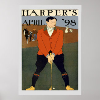 Vintag Golf Magazine Cover Harpers Poster