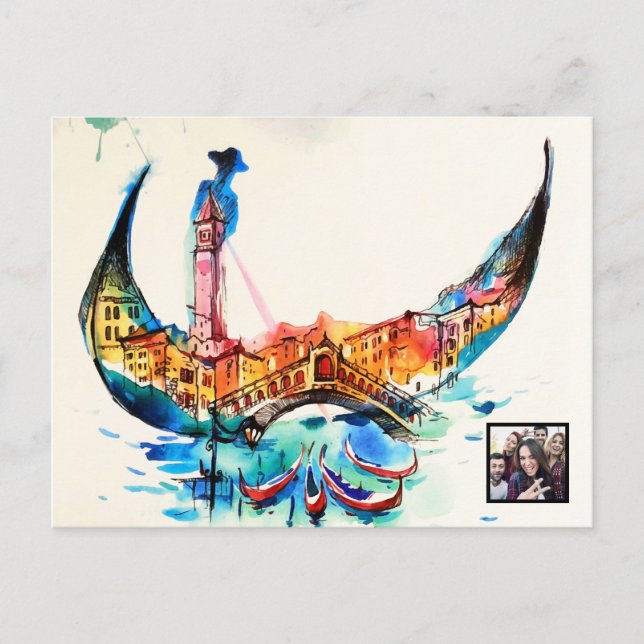 Vintag Gondola Venedig Liebe Reisen Feiertagspostkarte (Vorderseite)