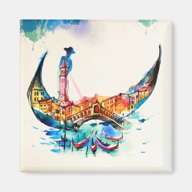 Vintag Gondola Venedig Liebe Reisen Magnet (Vorne)