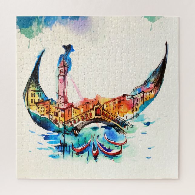 Vintag Gondola Venedig Liebe Reisen Puzzle (Vertikal)