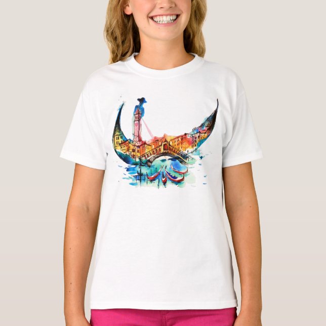 Vintag Gondola Venedig Liebe Reisen T-Shirt (Vorderseite)