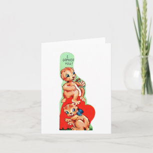 Vintag Gopher Valentine Karte