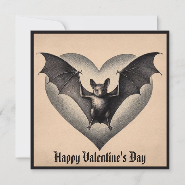 Vintag Goth Bat Valentine Gothic Retro Karte (Vorderseite)