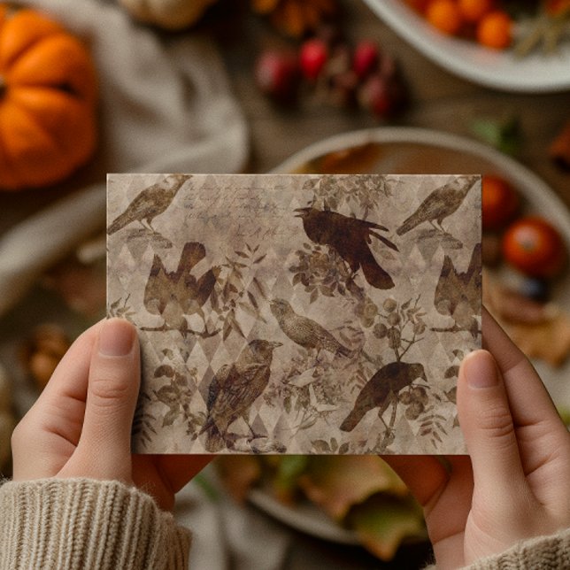 Vintag Goth Decoupage Crow Raven Postkarte (Von Creator hochgeladen)