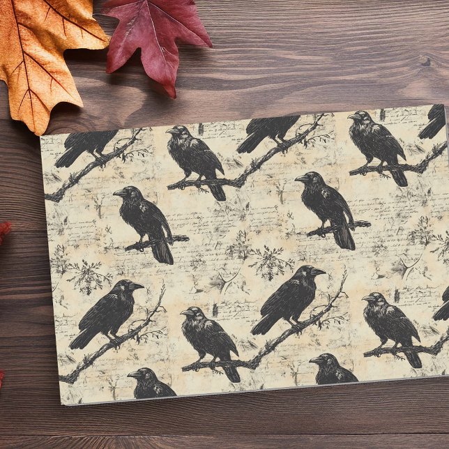 Vintag Goth Decoupage Crow Raven Seidenpapier (Von Creator hochgeladen)