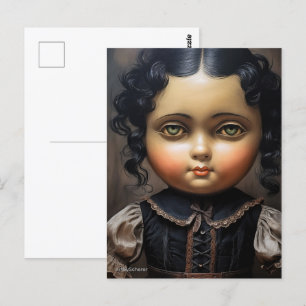 Vintag Goth Doll Postkarte - Seltsames Ambiente