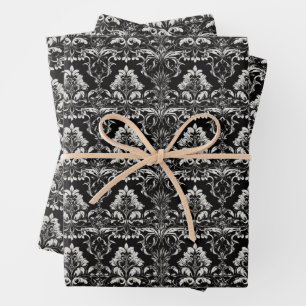 Vintag Goth Floral Damask Geschenkpapier Set