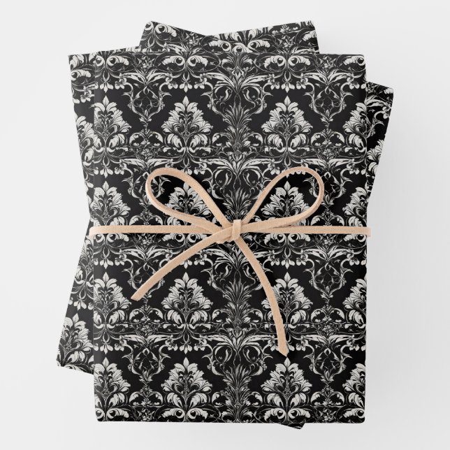 Vintag Goth Floral Damask Geschenkpapier Set (Beispiel)
