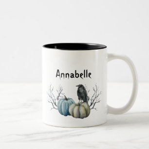 Vintag Goth Halloween Raven Pumpkins Name  Zweifarbige Tasse