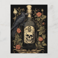 Vintag Goth Skeleton Skull Raven Poison Halloween
