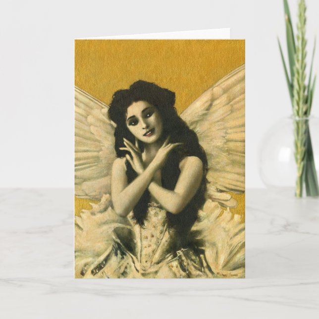 Vintag Gothic Angel Greetings Card Dankeskarte (Vorderseite)