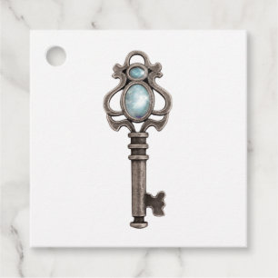 Vintag-Gothic-Blue-Gemstone-Schlüssel Geschenkanhänger