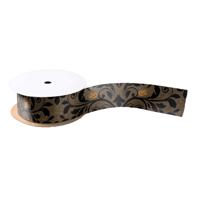 Vintag Gothic Floral Damask Satinband (Spule)