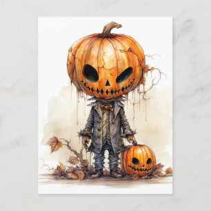 Vintag Gothic Halloween Pumpkin Fiend Postkarte