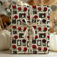 Vintag Gothic Postage Briefmarke Ghost & Rote Rose