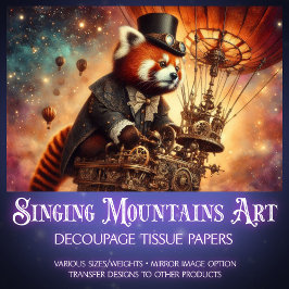 Vintag Gothic Red Panda Dreamy Decoupage Seidenpapier