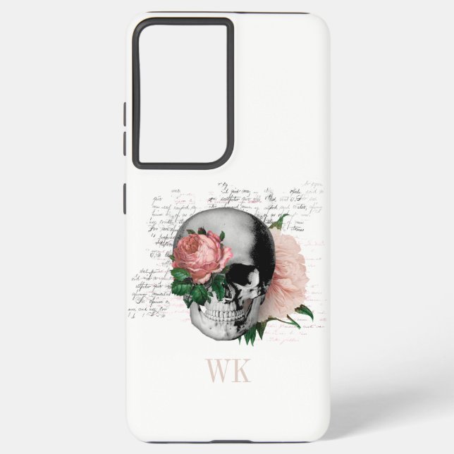 Vintag-Gothic-Rose-Skull-Monogramm Samsung Galaxy Hülle (Rückseite)