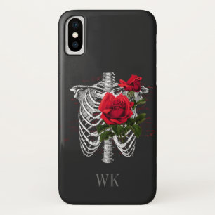 Vintag-Gothic-Rote Rosen Skeletton-Monogramm Case-Mate iPhone Hülle