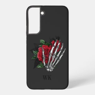 Vintag-Gothic-Rote Rosen Skeletton-Monogramm Samsung Galaxy Hülle