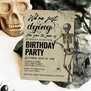 Vintag Gothic Skeleton Adult Halloween Geburtstag Einladung