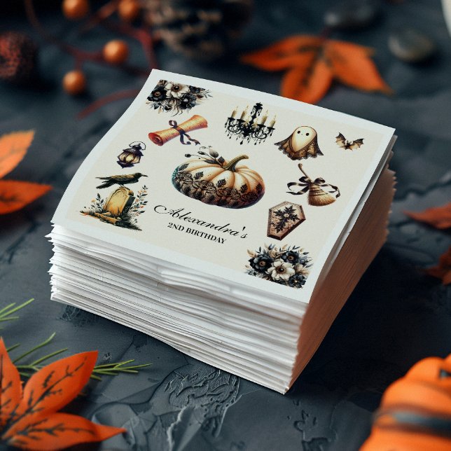 Vintag Gothic Spooky 2. Geburtstag Halloween Serviette (Von Creator hochgeladen)