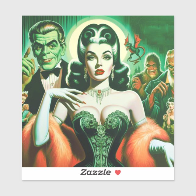 Vintag Gothic Vampire Woman Aufkleber (Blatt)
