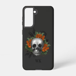 Vintag-gotische Orange-Rose Skull Monogramm Samsung Galaxy Hülle
