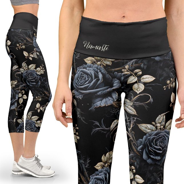 Vintag Gotische Rose-Yoga Capri Leggings (Von Creator hochgeladen)