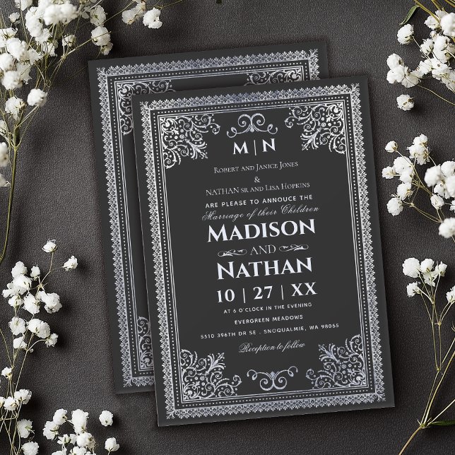 Vintag-gotische Silberhochzeit - Einladung (Von Creator hochgeladen)