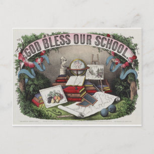 Vintag: Gott segne unsere Schulen auf der Postkart Postkarte