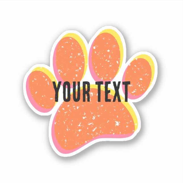 Vintag Grainy Dog Pawprint Aufkleber (Vorderseite)