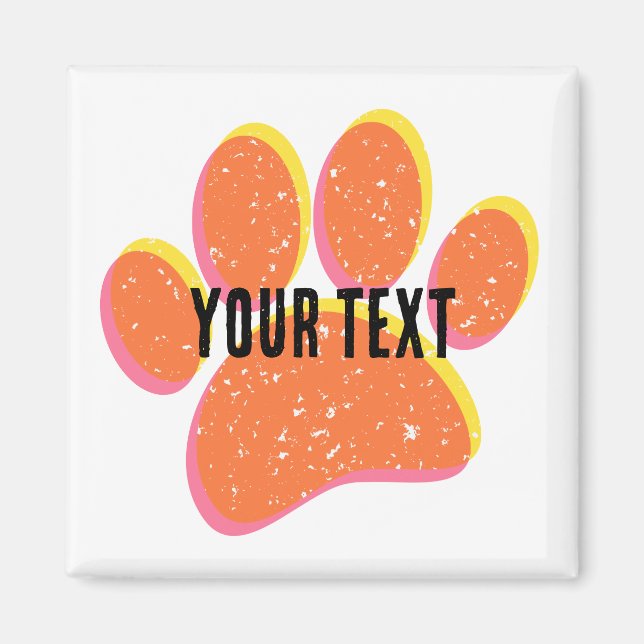 Vintag Grainy Dog Pawprint Magnet (Vorne)