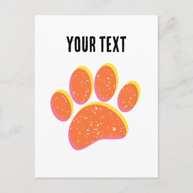Vintag Grainy Dog Pawprint Postkarte (Vorderseite)
