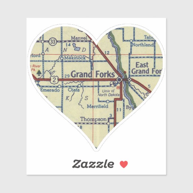 Vintag Grand Forks ND Aufkleber (Blatt)