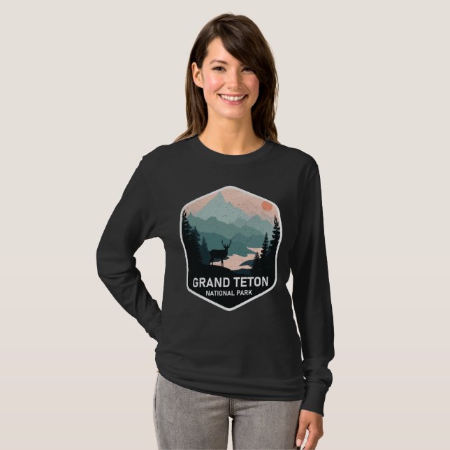 Vintag Grand Teton Nationalpark Deer Mountains T-Shirt (Vorne ganz)