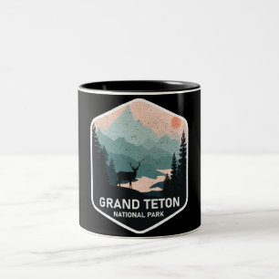 Vintag Grand Teton Nationalpark Deer Mountains Zweifarbige Tasse