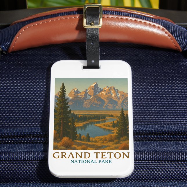 Vintag Grand Teton Nationalparkreise Gepäckanhänger (Vorderseite Insitu 2)