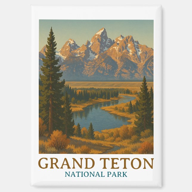 Vintag Grand Teton Nationalparkreise Magnet (Vorderseite)