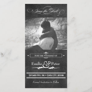 Vintag Grau Damask Foto Save the Date