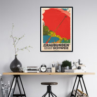 Vintag Graubünden Schweiz Reiseplakat