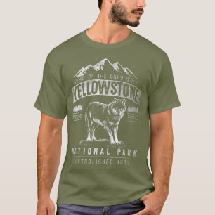 Vintag-Grauer Wolf-Yellowstone-Nationalpark T-Shirt