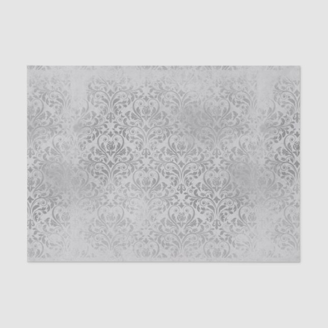Vintag Gray Damask Seidenpapier (Vorderseite)