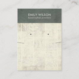 VINTAG GRAY NEWSPAPER NECKLACE EARRING DISPLAY BU VISITENKARTE