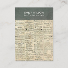 VINTAG GRAY NEWSPAPER NECKLACE EARRING DISPLAY VISITENKARTE