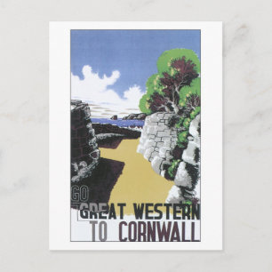 Vintag Great Western Cornwall Postkarte