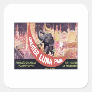 Vintag Greater Luna Park Quadratischer Aufkleber