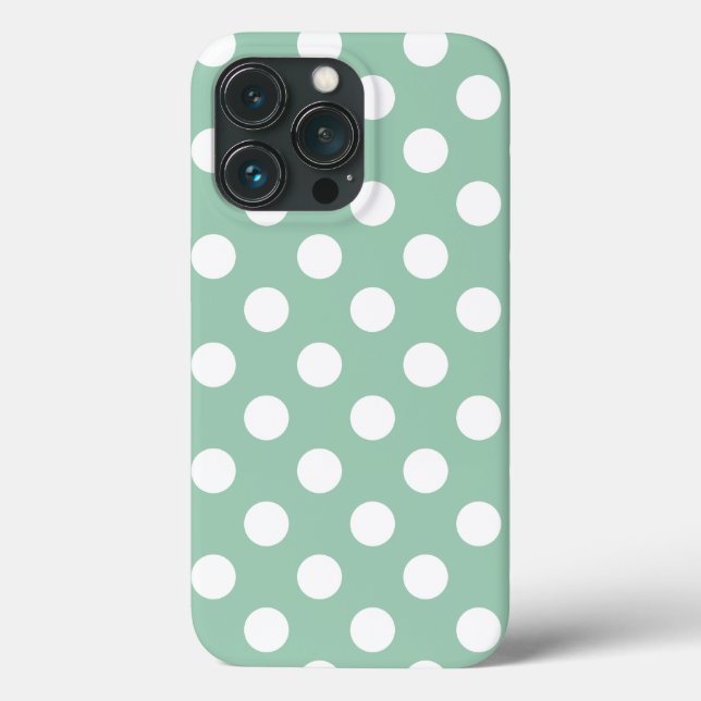Vintag Green, Big Polka Dots iPhone Cover (Rückseite)