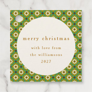 Vintag Green Boho Floral Custom Frohe Weihnachten Geschenkanhänger