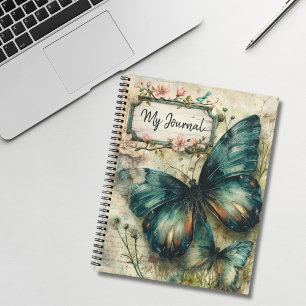 Vintag Green Butterfly Collage Journal Notizbuch