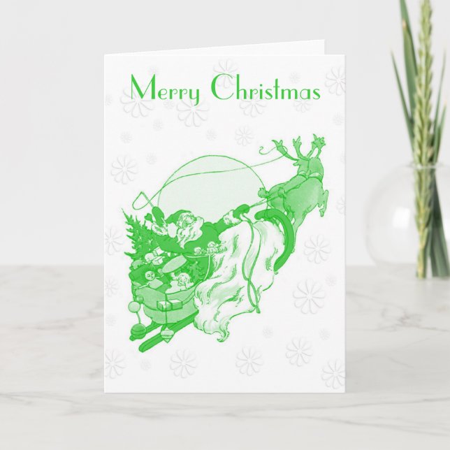 Vintag Green Frohe Weihnachtskarte Feiertagskarte (Vorderseite)